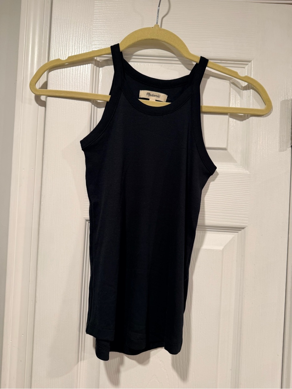 NWOT Madewell Size XXS Black Thin Strap Ribbed Supima Racerback Tank Top